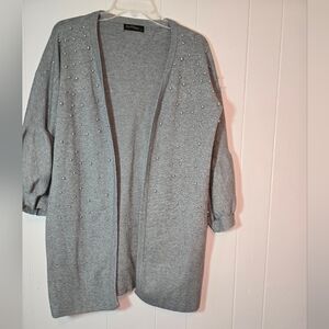 Christine Phillipe Beaded cardigan with 3/4 puffer sleeves. Women's medium